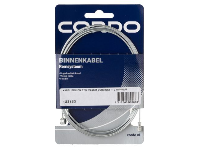 Cordo binnenkabel rem 225cm/ø1,5mm verzinkt + 2 ni Zilver