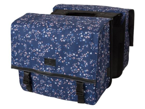 Fastrider Fr nara dubbele fietstas trend mini flower/blauw Blauw