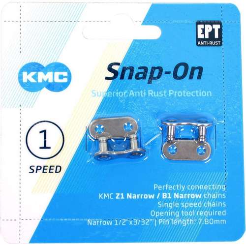 Kmc ketting singlespeedschakel snap-on 1/2x3/32 na Zilver