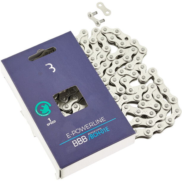 BBB BCH-01EN Ketting E-Powerline E-bike Narrow Single Speed (3/32) Links Zilver