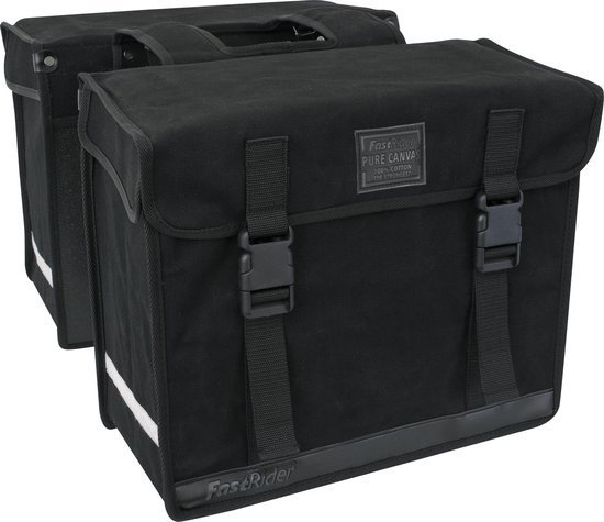 Fastrider Fr canvas 47l dubbele fietstas basics Zwart