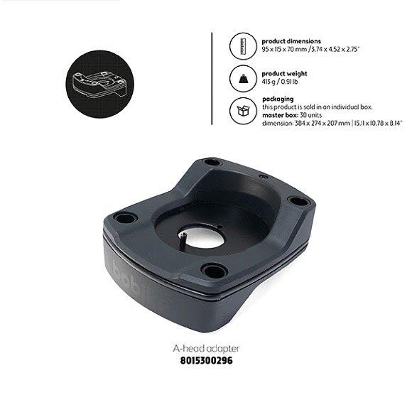 Bobike montageset mini a-head adapter plus Zwart