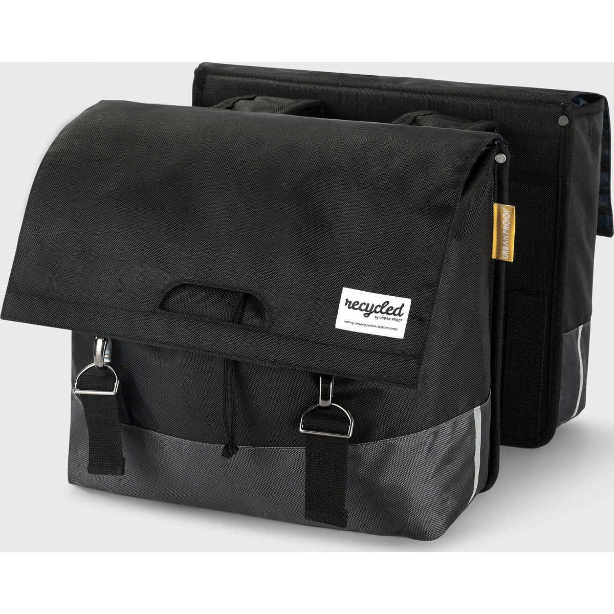 Urban Proof fietstas dubbel 40L recycled zwart gri Zwart/Grijs