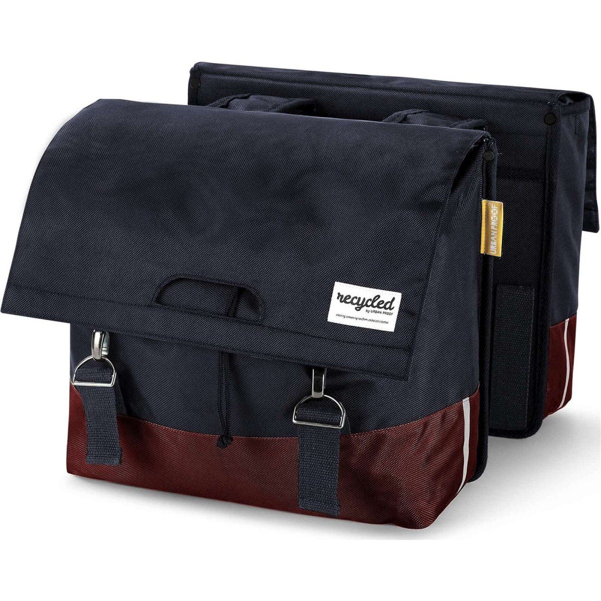 Urban Proof fietstas dubbel 40L recycled rood grij Bordeaux/grijs