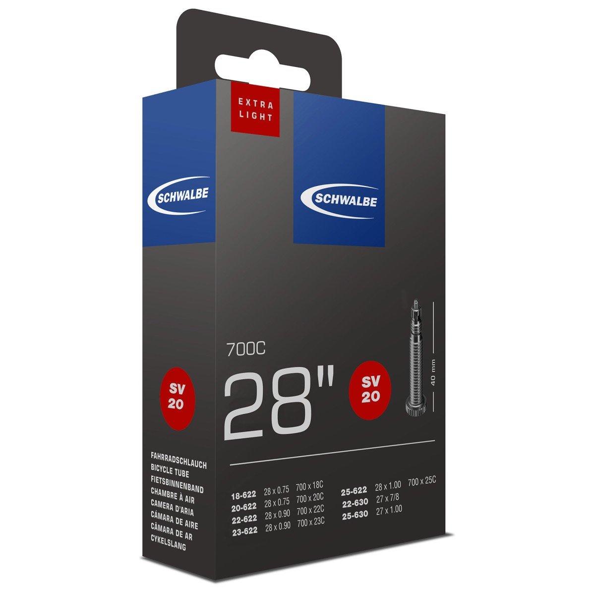 Schwalbe bib 27/28x7/8-1.00 frans 40mm 18/25-622/6 Zwart