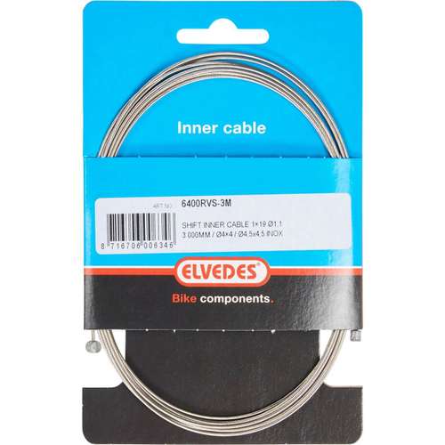 Elvedes schakel binnenkabel rvs 3m 2 nippels 4x4 e Grijs