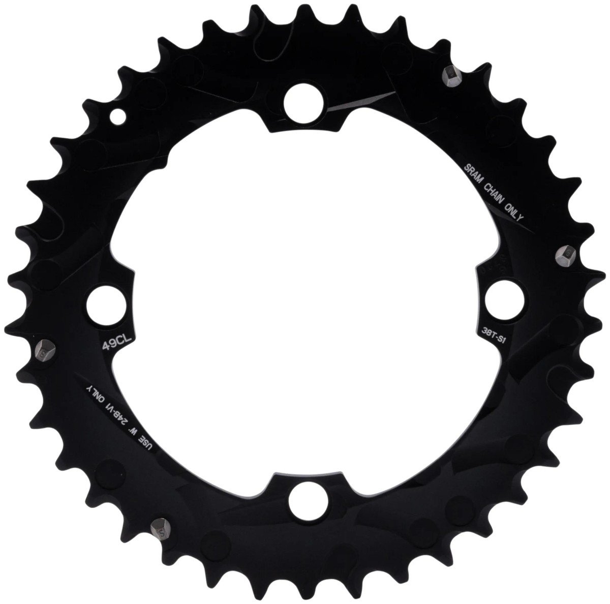 Sram kettingwiel blad 38t steek 104 2x10 geen pin Zwart