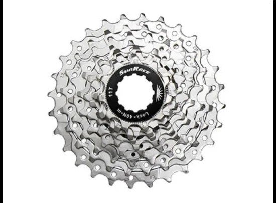 Sunrace cassette 11-28t 9 speed nickel Zilver