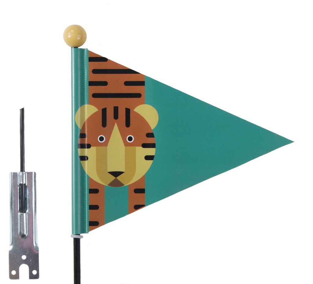 Pexkids FIETSVLAG WIMPEL Tiger deelbaar Groen