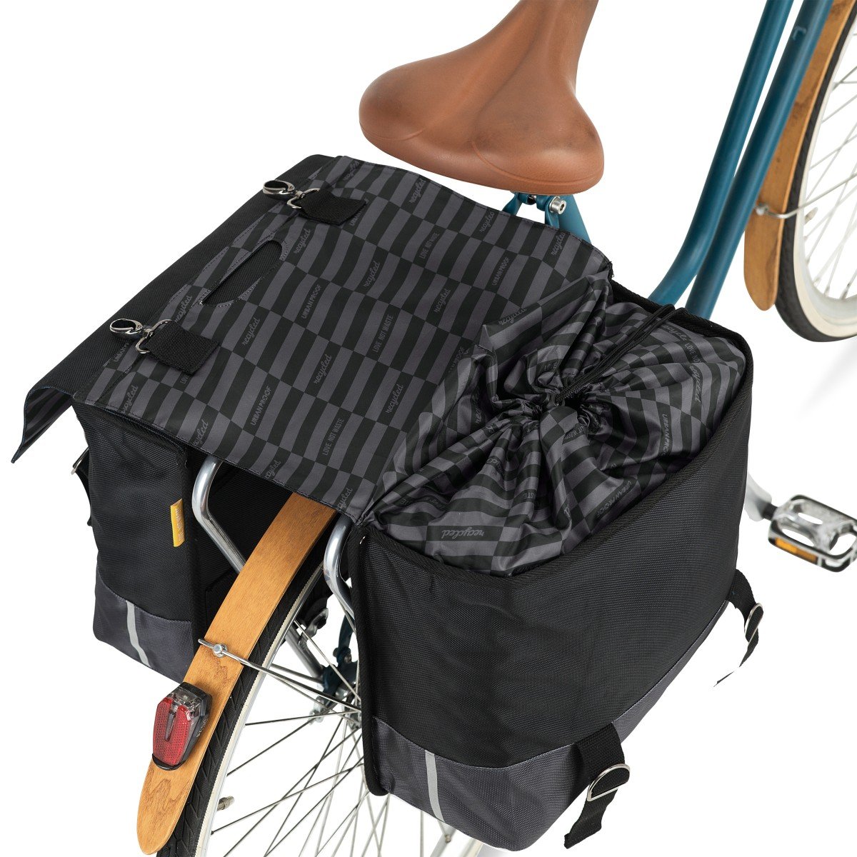 Urban Proof fietstas dubbel 40L recycled zwart gri Zwart/Grijs