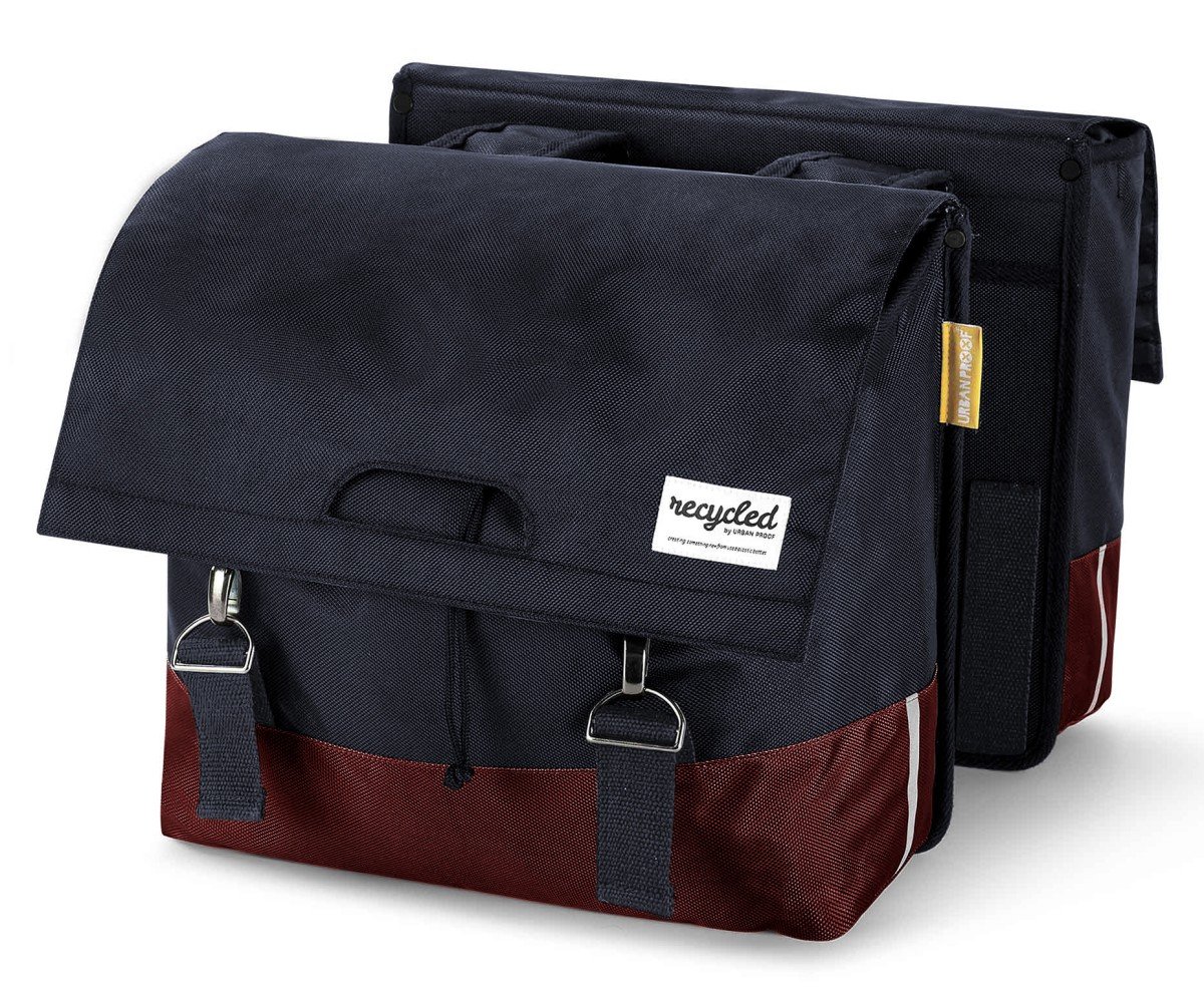 Urban Proof fietstas dubbel 40L recycled rood grij Bordeaux/grijs